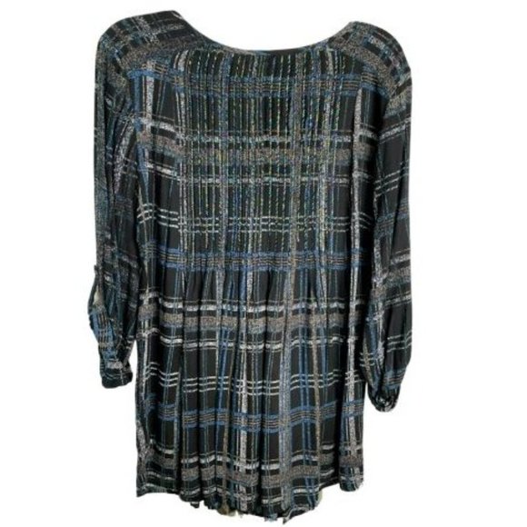 Soft Surroundings Womens Multicolor Plaid Tunic Top with Beading M Boho Party - Picture 3 of 12